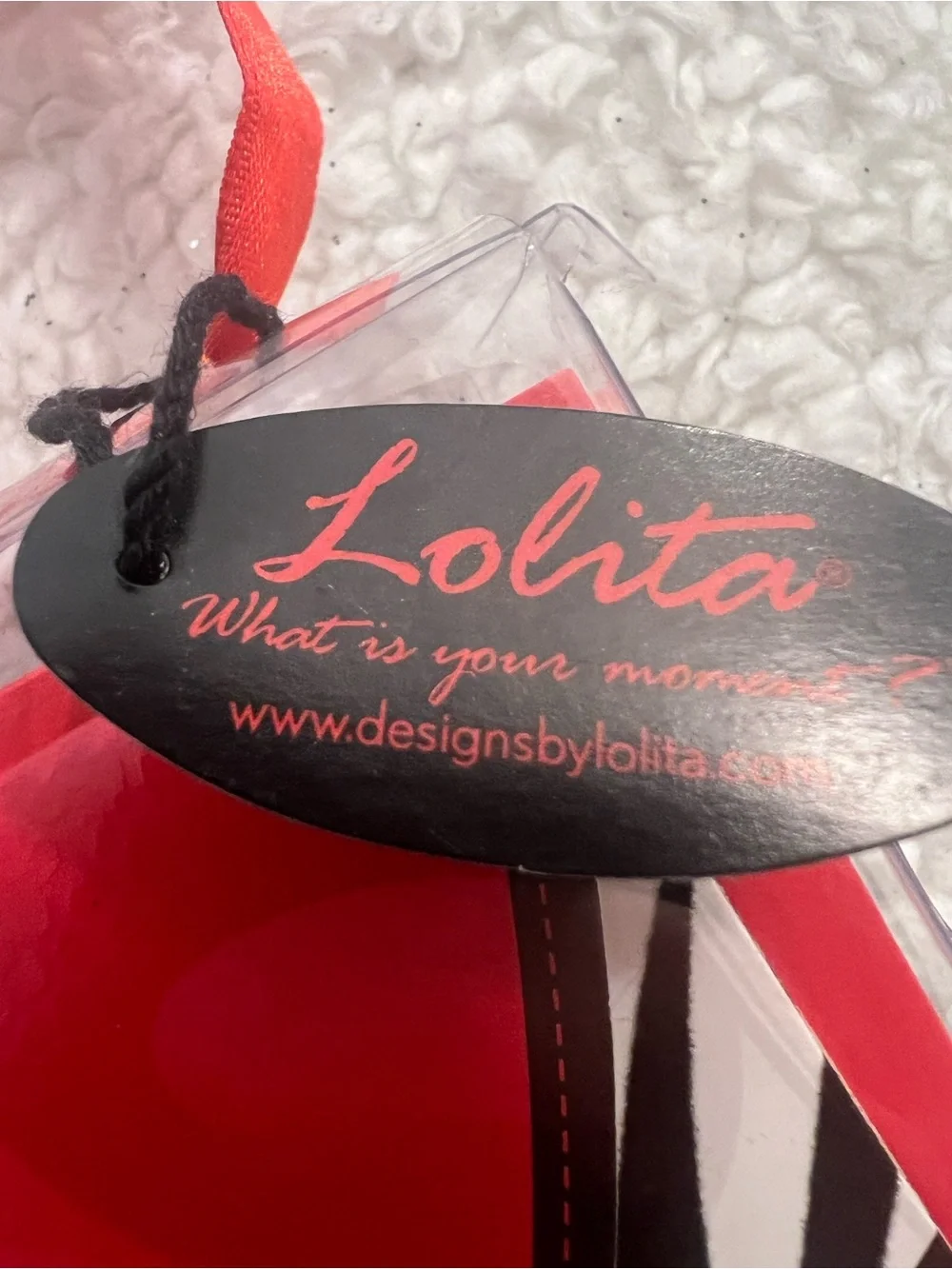 Lolita Red & Black Zebra Flocked Blank Tri-Fold Mini Purse Shaped Notecard Set